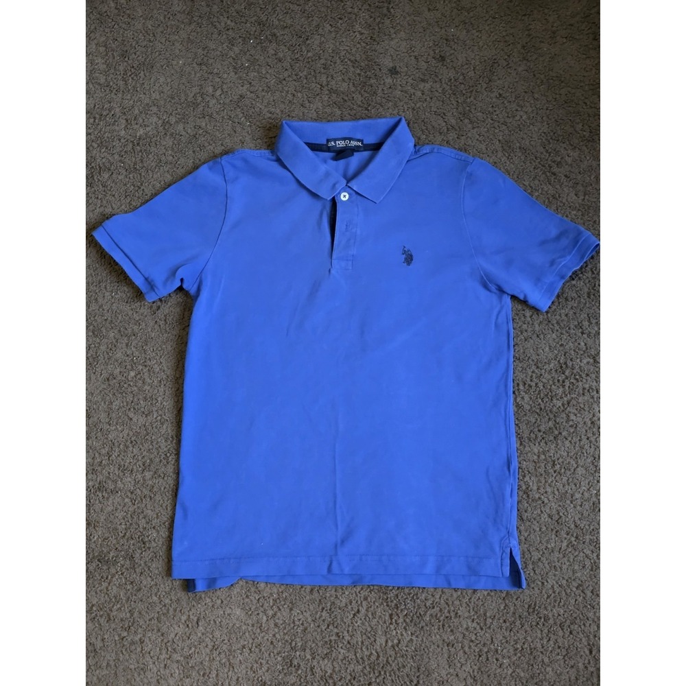 U.S. Polo Assn Boys XXL 18 Blue Polo Shirt Short Sleeve Logo School Uniform